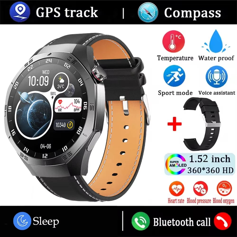 New GT5 Pro Sport Smart Watch Men HD AMOLED Screen GPS Motion Trajectory Heart Rate Bluetooth Call 1.52" NFC SmartWatch IP68+box