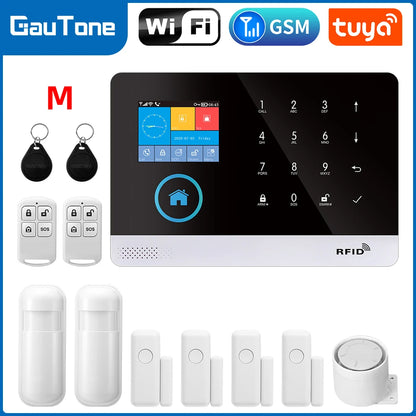 GSM Alarm System Tuya Smart Home WIFI Home Security System DIY Kit with door sensor and PIR motion sensor work with Alexa