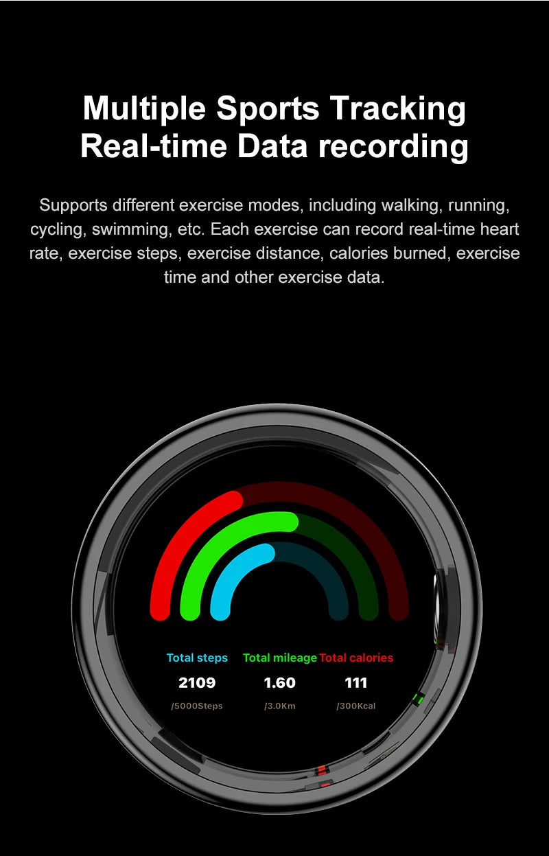 R04 Smart Ring for Men Women 5ATM Waterproof With Charging Case Health and Sleep Monitor Ring Multi-sport Mode Camera Control
