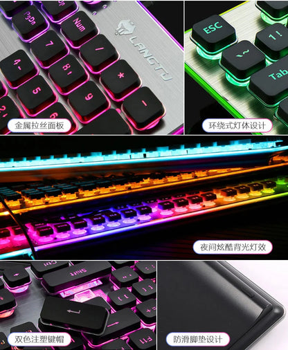 Silent Keyboard Mechanical Wired Gaming Colorful Backlit Mechanical Chocolate Keyboard Gamer Keyboard for Pc Laptop Accessories
