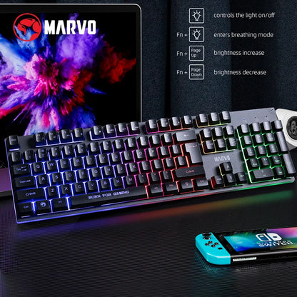 Gaming Keyboard And Mouse It Contains Keyboard+Mouse+Headphone And Mouse Pad Set, RGB,Game Wired Keyboard And Mouse Sets