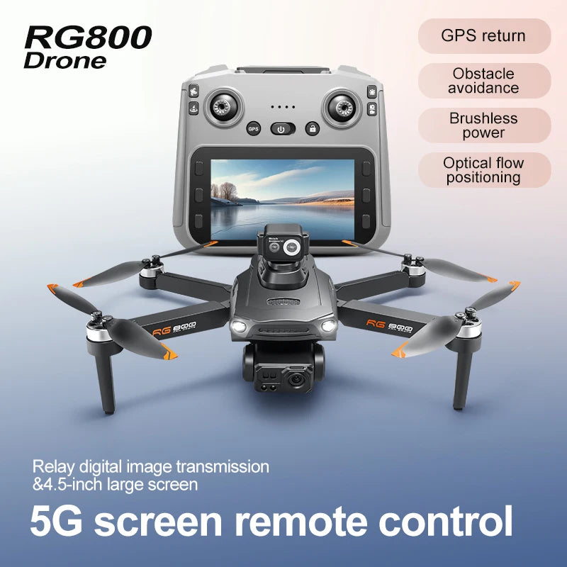 RG800 MAX GPS Drone 8K Professional HD Dual Camera With Screen 5G 360°Obstacle Avoidance Brushless Foldable Quadcopter Drone