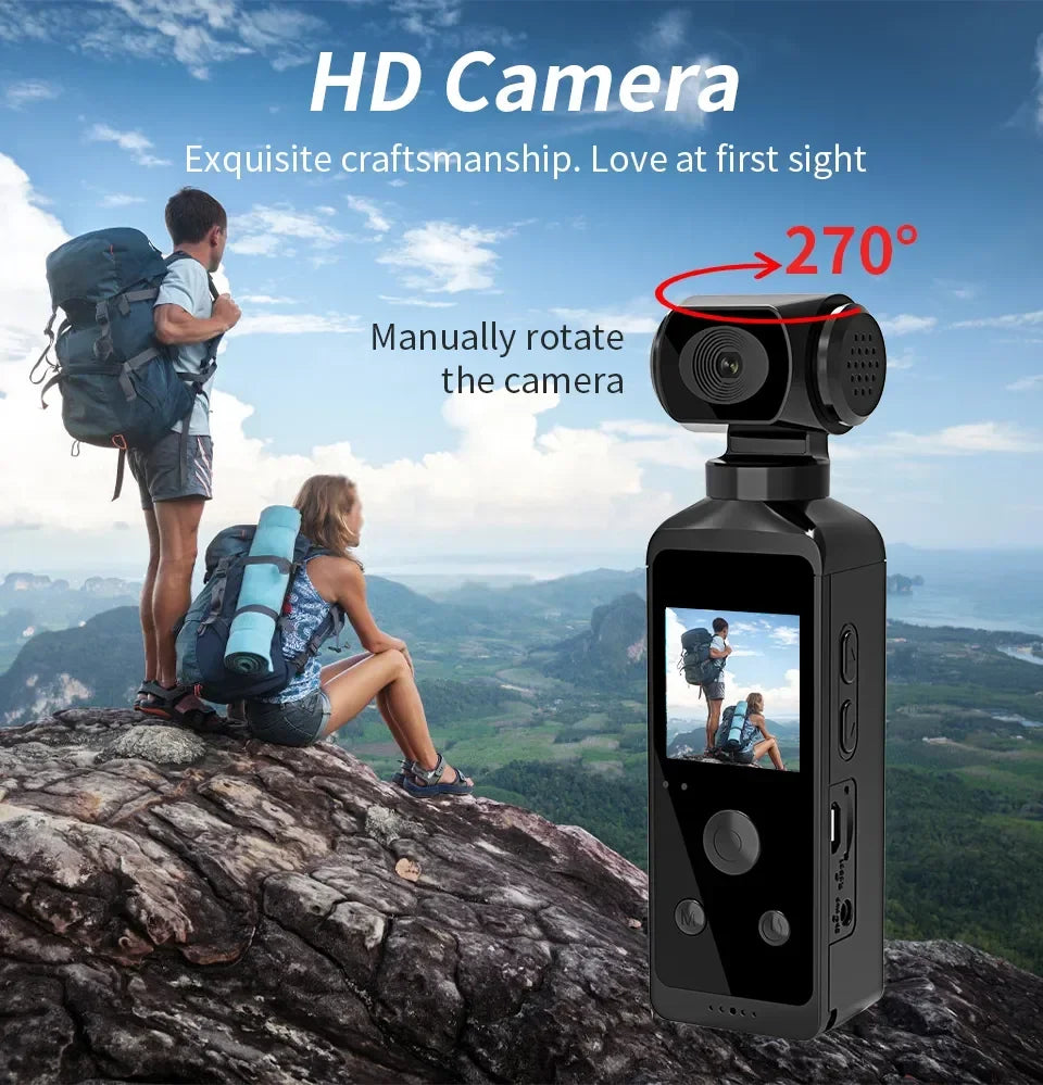 NEW 5K Outdoor Sports Camera 270°Pocket Action Body Cam Helmet Motorcycle Bike Mini Filming Video Recorder Diving Shooting