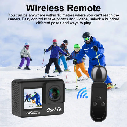 5K Action Camera 2.0'' Touch Screen 170° 30M Waterproof 5X Zoom WiFi Sport Camera With 2 in 1 Remote Control