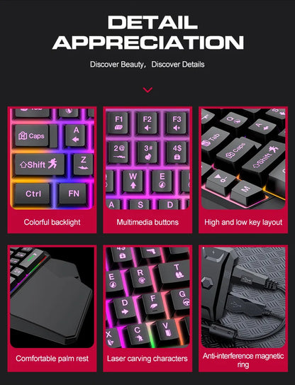 2 IN 1 Set USB Wired One Hand Mobile Gaming Keyboard And Mouse Combos