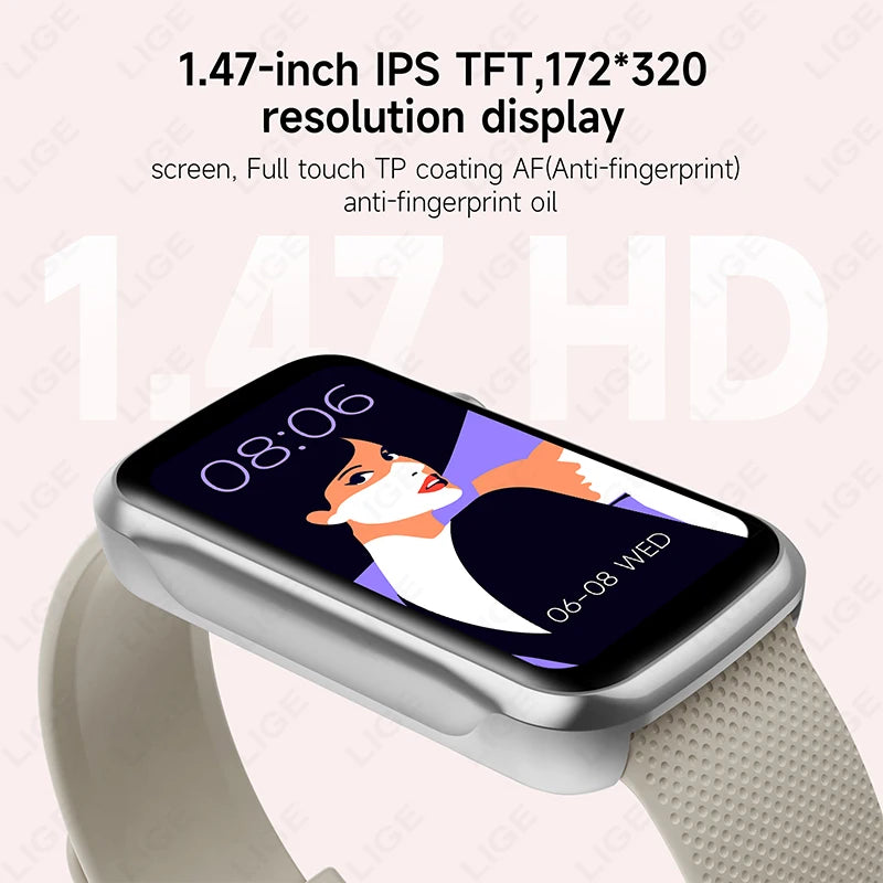 1.47inch Smart Watch Men Women Smart Bracelet Heart Rate Step Count Sports Health Monitoring Waterproof Men's Sports Smart Watch