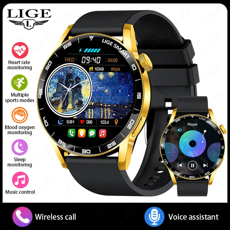 LIGE 2025 New Fashion Smart Watch Men HD Screen Sport Fitness Heart Rate Monitor Bluetooth Call IP68 Waterproof Smartwatch Women