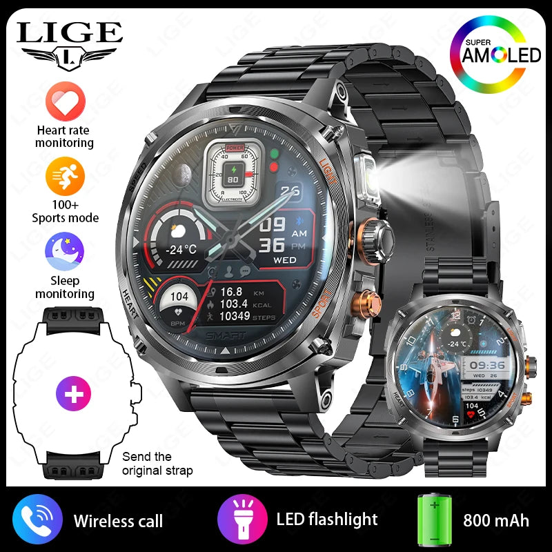 LIGE NEW Smart Watch Men 800mAh Large Battery Bluetooth Call IP67 Waterproof Smartwatch 100+Sport Health Monitor Smartwatches