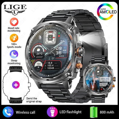 LIGE NEW Smart Watch Men 800mAh Large Battery Bluetooth Call IP67 Waterproof Smartwatch 100+Sport Health Monitor Smartwatches
