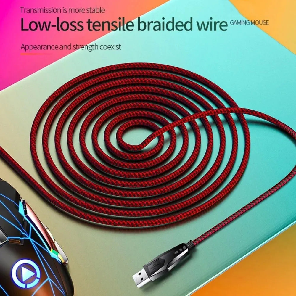 Fluent Colorful Light Wired Mouse 7-Color with Sound USB Mouse Cool Illuminated Mechanical Mouse PC Laptop