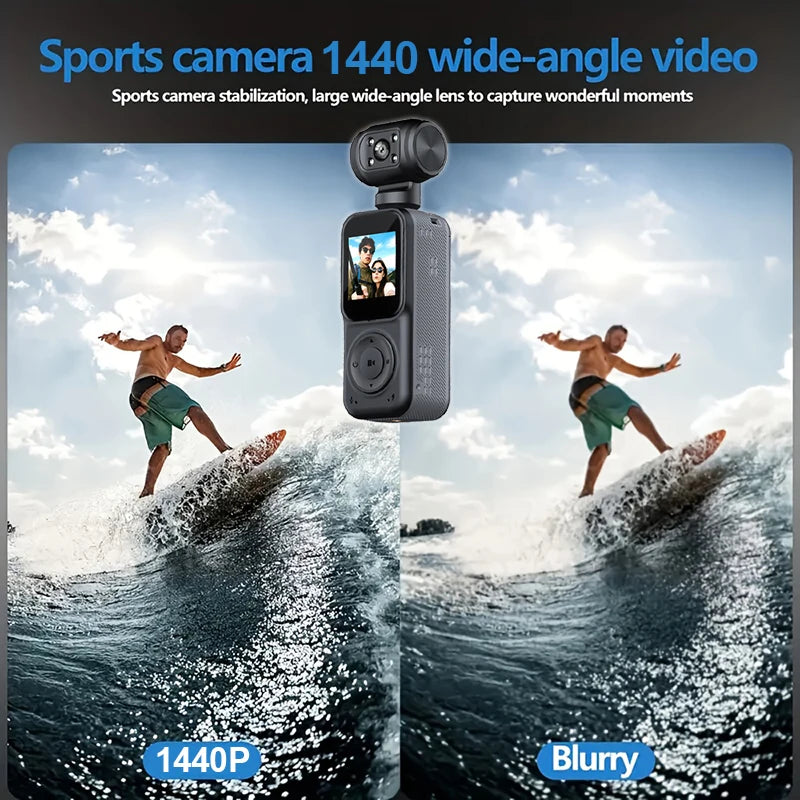 1440P QHD Display 2K Handheld Sports Pocket Camera 270° Rotatable WIFI Control Video Recorder WIFI Control Motion Camera