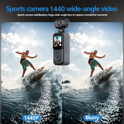 1440P QHD Display 2K Handheld Sports Pocket Camera 270° Rotatable WIFI Control Video Recorder WIFI Control Motion Camera