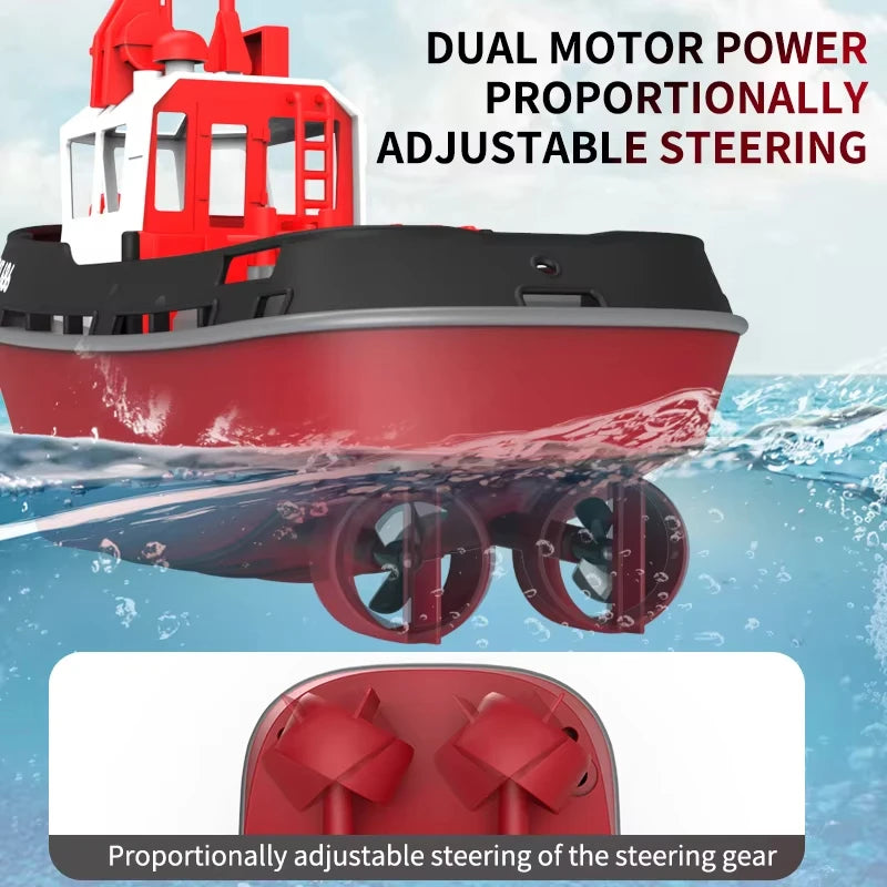 RC Boat 686 2.4G 1/72 Powerful Dual Motor Long Range Wireless Electric Remote Control Tugboat Model Toys for Boys Gift