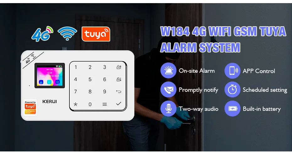 KERUI NEW 4G/WiFi Home Alarm System Tuya Smart Home Sesurity Alarm Wireless Burglary Protection PIR Motion Sensor APP Control
