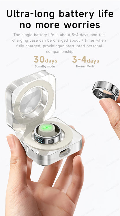 2025 Smart Ring with Display Screen and Touch, Wireless Charging, Health Manager, 5 ATM Waterproof For Men Women Rings R12 R11
