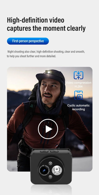 Action Camera Headlight First Perspective 2MP Sports Camera Smart Wave Hand Induction Video Recorder Built-in Battery Action Cam