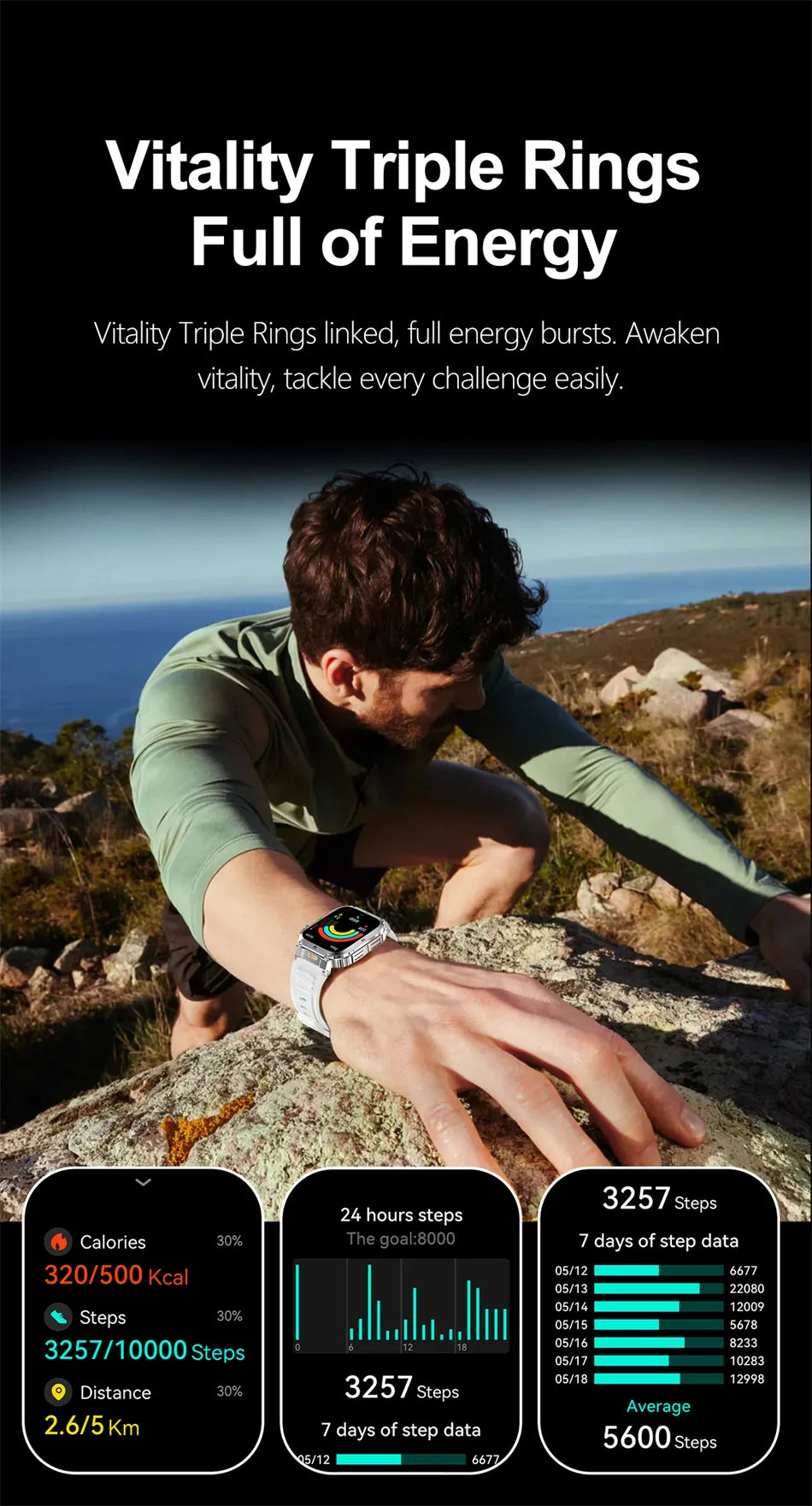 Men's Outdoor Sports Bluetooth Call Smart Watch 1.91 Inch Full Screen Touch Flashlight 110+ Sport Mode Smartwatch 2025 New