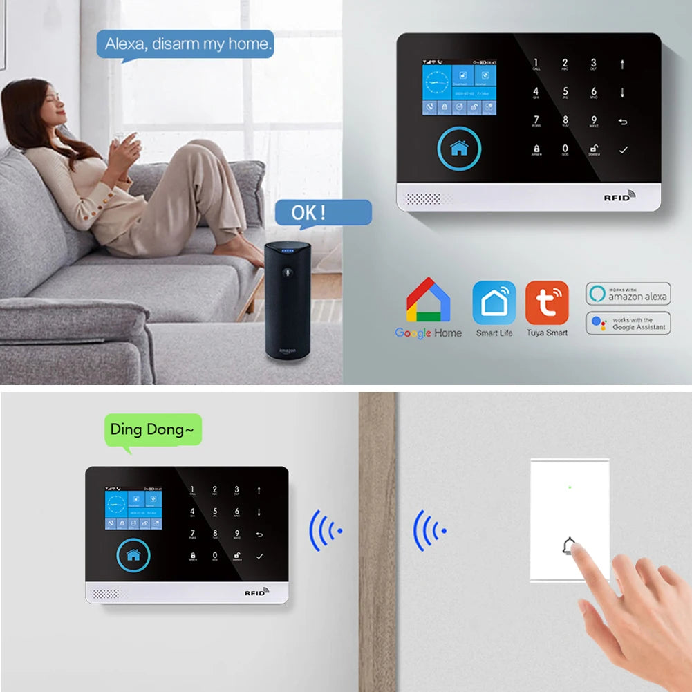 WiFi Alarm System for Home Burglar Security Tuya Smart House App Control 433MHz GSM Wireless With Motion Sensor Camera