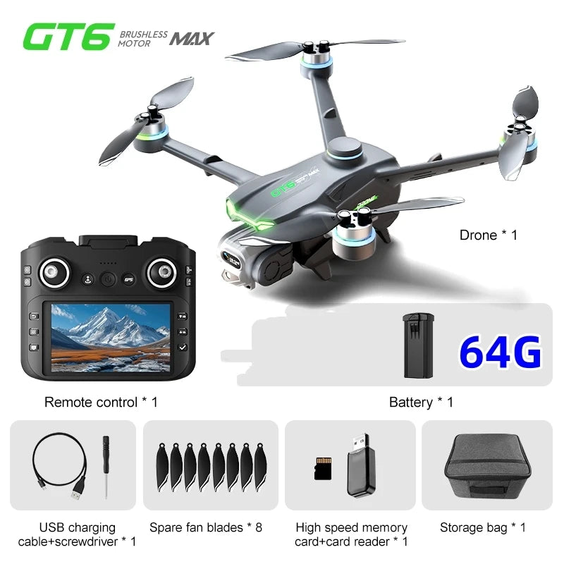 GT6 Max drone screen remote control GPS positioning high-definition aerial photography brushless motor flight play