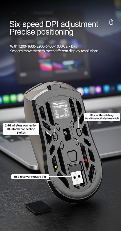 SMAILWOLF RS8  1000Hz Bluetooth mouse, 10000dpi, three-mode connection, lightweight macro gaming mouse notebook computer