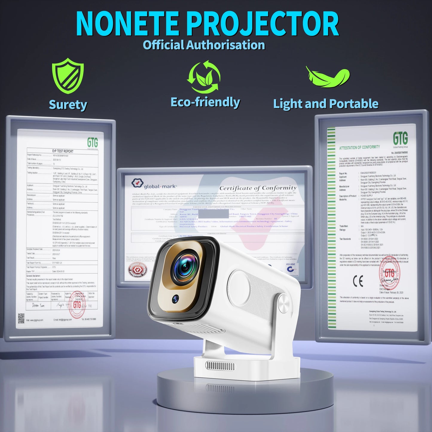 Mini Projector 4K Native HD 1080P Wifi6 Cinema Portable Projetor Built-in APP & Android System suitable for Home/Outdoor/Office