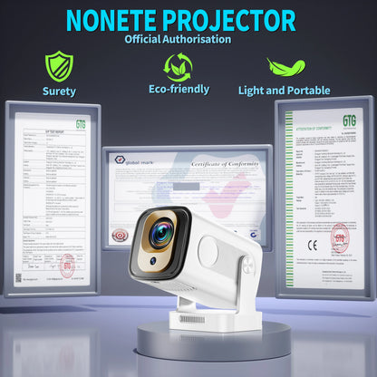 Mini Projector 4K Native HD 1080P Wifi6 Cinema Portable Projetor Built-in APP & Android System suitable for Home/Outdoor/Office