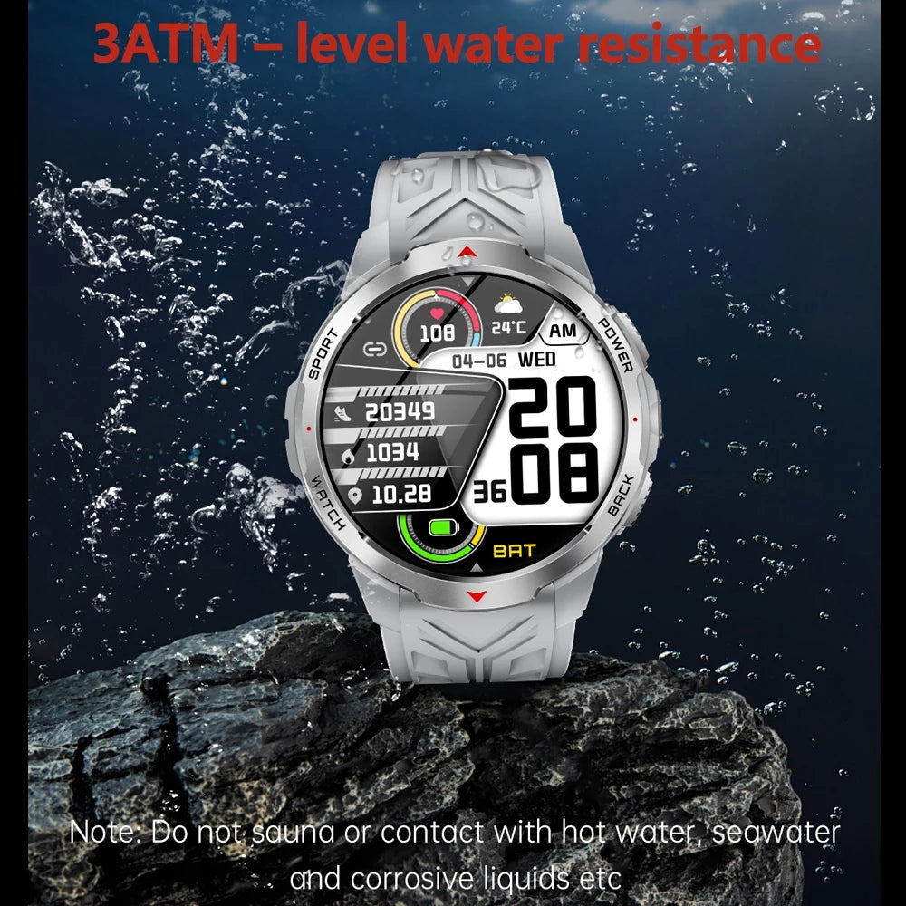 GPS Outdoor Sports Smartwatches 1100mAh Battery Compass Men's LED Lights 5ATM Waterproof Watch Bluetooth Call Smart Watch