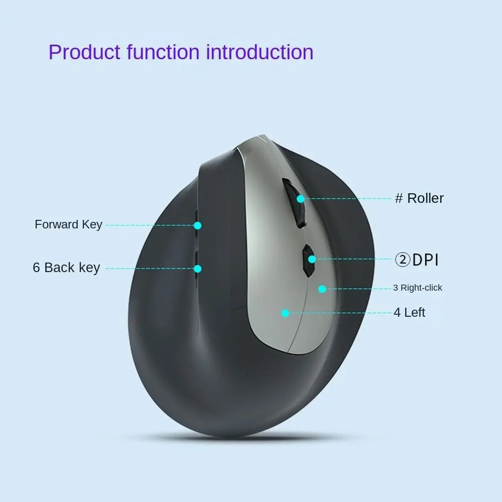 2.4G Vertical Mouse 6 Mute Buttons 800/1200/1600DPI Ergonomic Optical Mouse Comfortable Keysensitive Gaming Mice Office