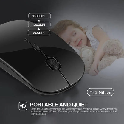 Wireless gaming mouse, quiet and magical, suitable for laptops and tablets, with battery powered and rechargeable versions