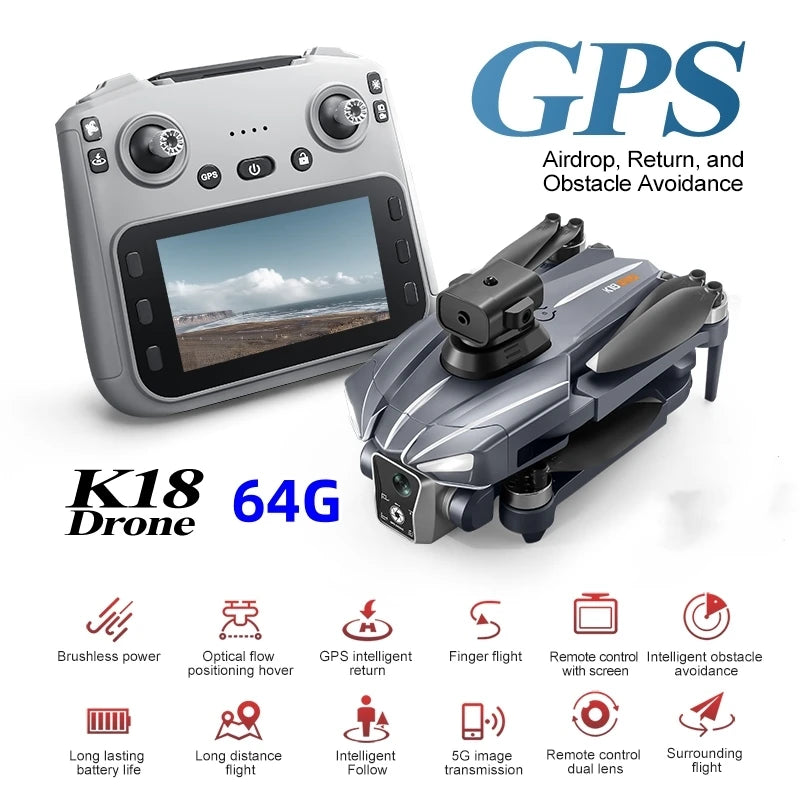 GPS MAX Drone with 8k professional HD camera 5G WiFi Brushless barrier avoidance Folding quadcopter