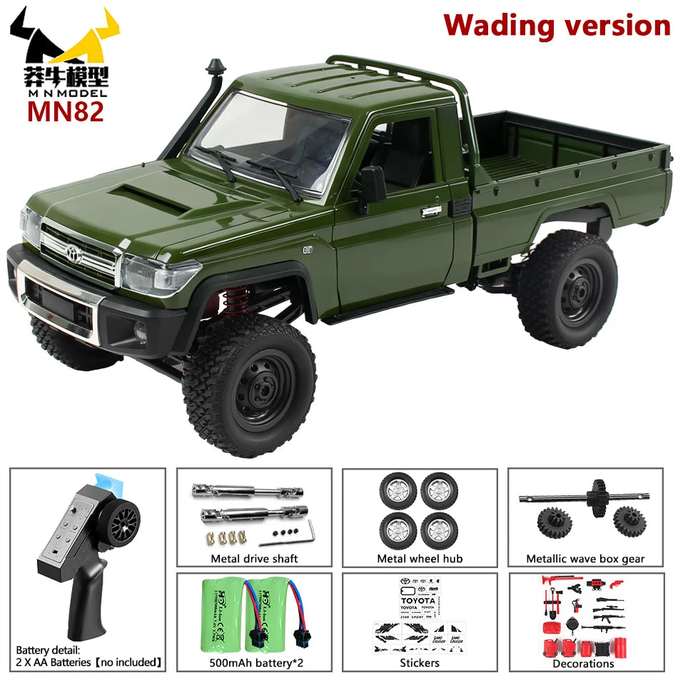 MN MODEL RC 1:12 4x4 Jungle Diving Car Climbing Off-road Wading Vehicle Rock Crawler Shovel Tool Box Truck Toy for Adult Gift