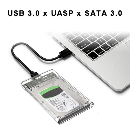 USB 3.0/Type C External Hard Drive Enclosure 2.5 Inch SATA to USB3.0 UASP Clear Portable Hard Drive Case HDD Tool-Free