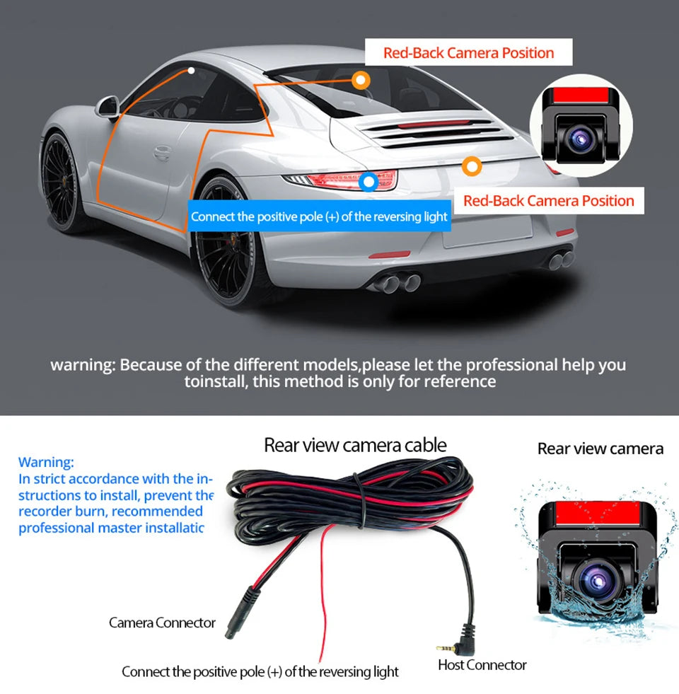 Dash Cam 4K HD Ultra Wide Angle Loop Recording Dash Cam Built-in WiFi Optional Dual Lens 24 Hours Parking Monitoring