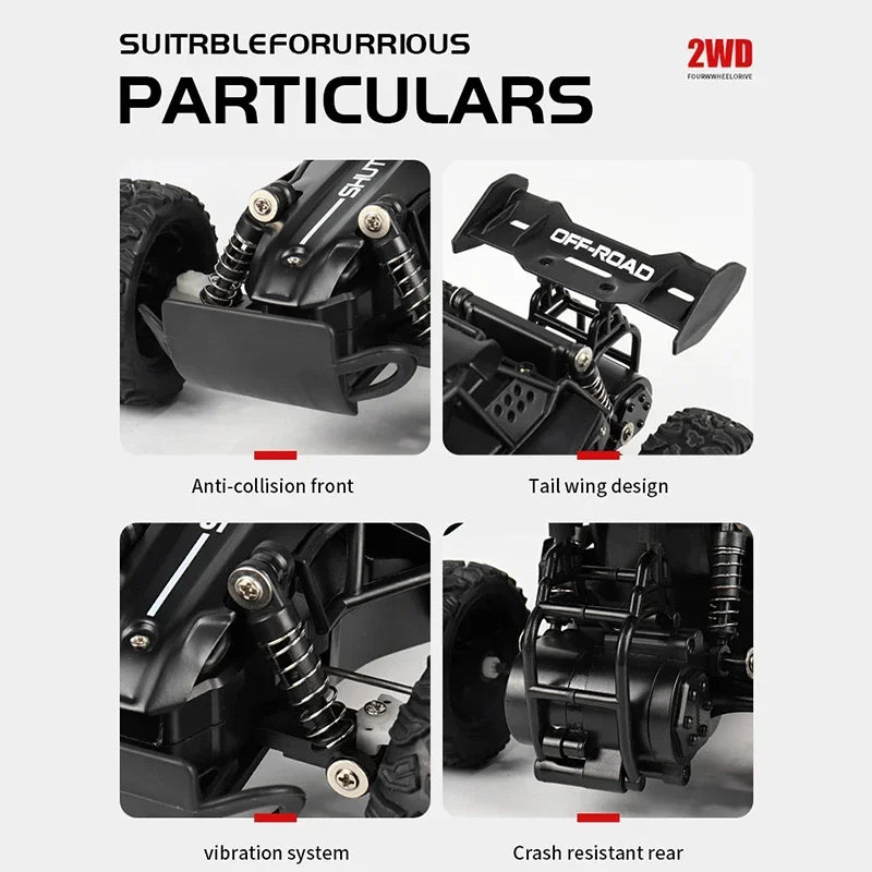 RC Car 2.4Gh Model With LED Lights 2WD High Speed Off-road Remote Control Climbing Vehicle Outdoor Cars Drift Kid Toys Boys Gift