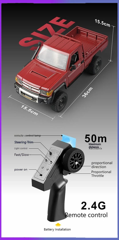 Rc Car MN82 1:12 Retro with LED Lights, Full Scale Analog LC79, Professional Four-wheel Drive Truck, Toy Truck Model RC