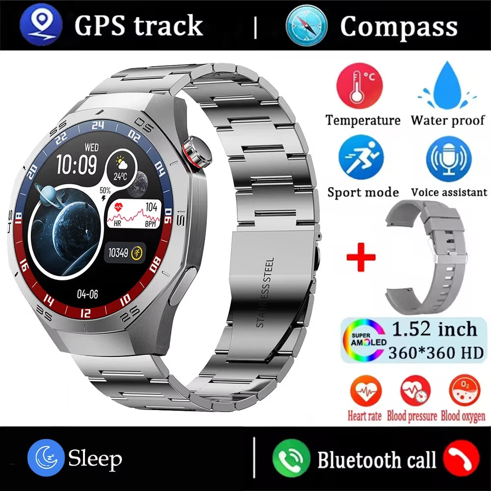 New GT5 Pro Sport Smart Watch Men HD AMOLED Screen GPS Motion Trajectory Heart Rate Bluetooth Call 1.52" NFC SmartWatch IP68+box