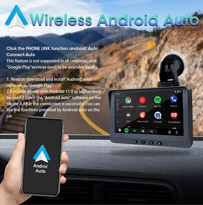 Portable 7 inch Multimedia Video Player Wireless Carplay Android Auto Touch Screen With USB AUX Dual Bluetoth Stereo Car Radio