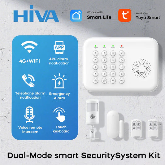 Wireless GSM Home Security Alarm System Tuya Smart Life App Remote Control Door Window Sensor Motion Detector Alexa Compatible
