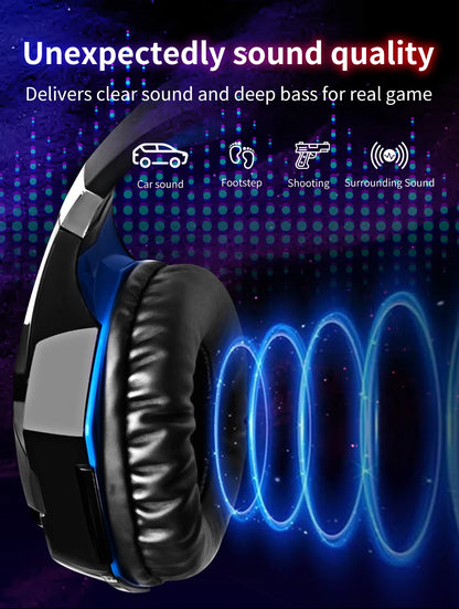 G2000 Gaming Headsets Big Headphones with Light Mic Stereo Earphones Deep Bass for PC Computer Gamer Laptop PS4 New X-BOX