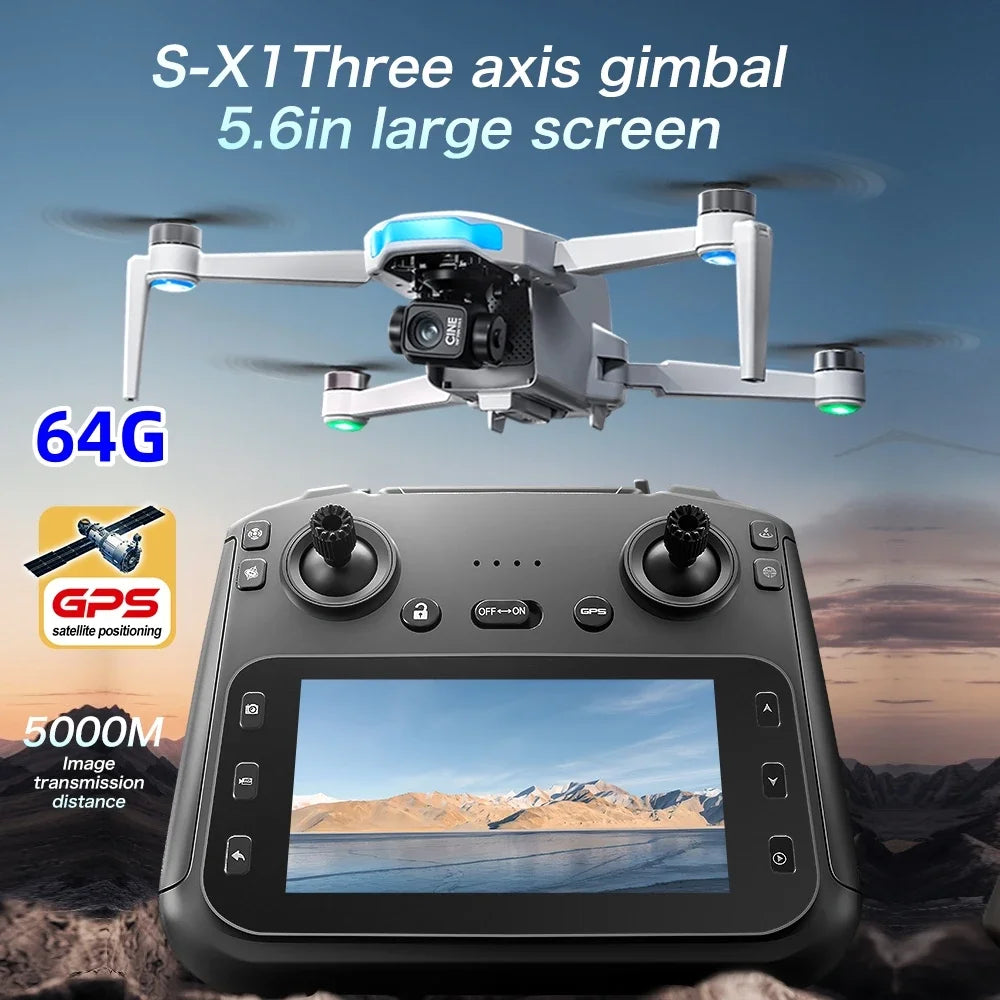 Mini Drone Professional 3-Axis Gimbal 5G WIFI GPS 8K Camera RC Drone with Screen Digital Relay Image Transmission Aerial UAV