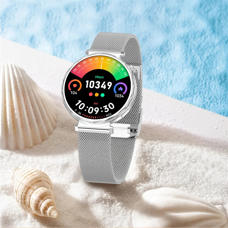 2025 New Fashion Bluetooth Call Smart Watch Women AMOLED HD Screen Health Monitoring 100+ Sports Mode Smartwatches IOS