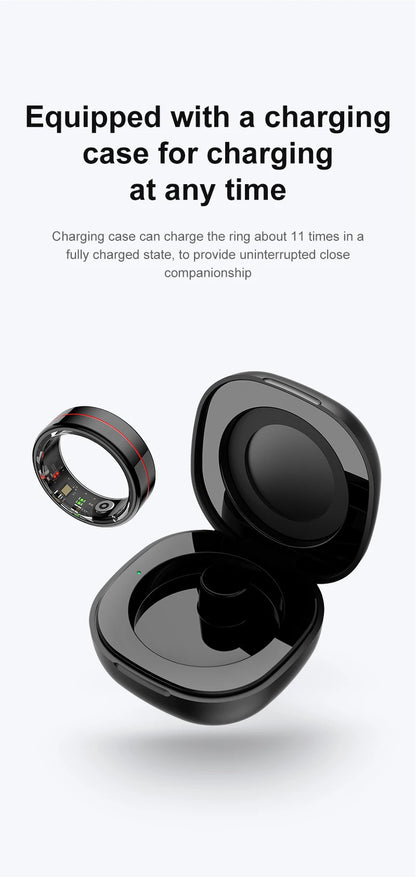 R04 Smart Ring for Men Women 5ATM Waterproof With Charging Case Health and Sleep Monitor Ring Multi-sport Mode Camera Control