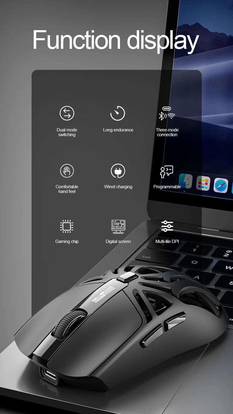 SMAILWOLF RS8  1000Hz Bluetooth mouse, 10000dpi, three-mode connection, lightweight macro gaming mouse notebook computer