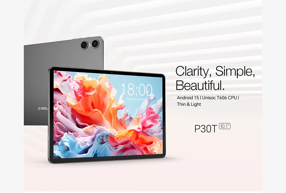 Teclast P30T Android 14 Tablet, 10.1 Inch 1280X800, 10Gb Ram (4Gb+6Gb Expansion), 128Gb Rom(Support Tf 1Tb)
