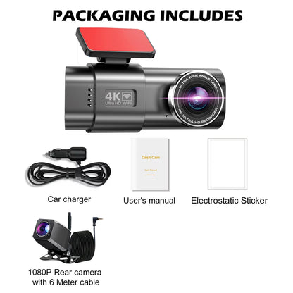 Dash Cam Cars 4K Front and Rear Camera Car Dvr WIFI GPS Car Camera for Vehicle Video Recorder Rear View Camera Parking Monitor