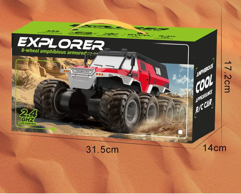 JJRC 8x8 2.4G Remote Control Car 8wd Off-road Amphibious Stunt Vehicle 8-Wheel Speed Racing Truck Waterproof Crawler Toys