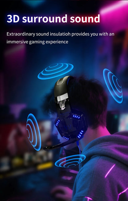 G2000 Gaming Headsets Big Headphones with Light Mic Stereo Earphones Deep Bass for PC Computer Gamer Laptop PS4 New X-BOX