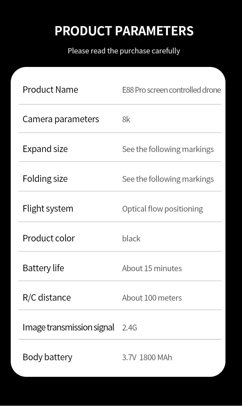 Professional E88 PRO Drone with screen 8K HD Camera WiFi FPV Foldable RC Quadcopter Helicopter Toy for Kids Adults Outdoor Gifts