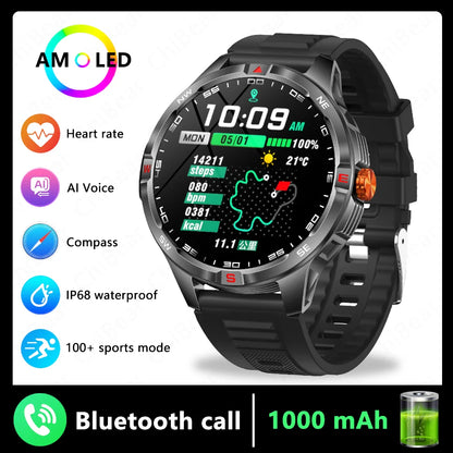 GPS Outdoor 1000mAh Battery Smartwatches Men 100+ Sports Mode Compass Heart Rate 3ATM Waterproof Bluetooth Call Smart Watch