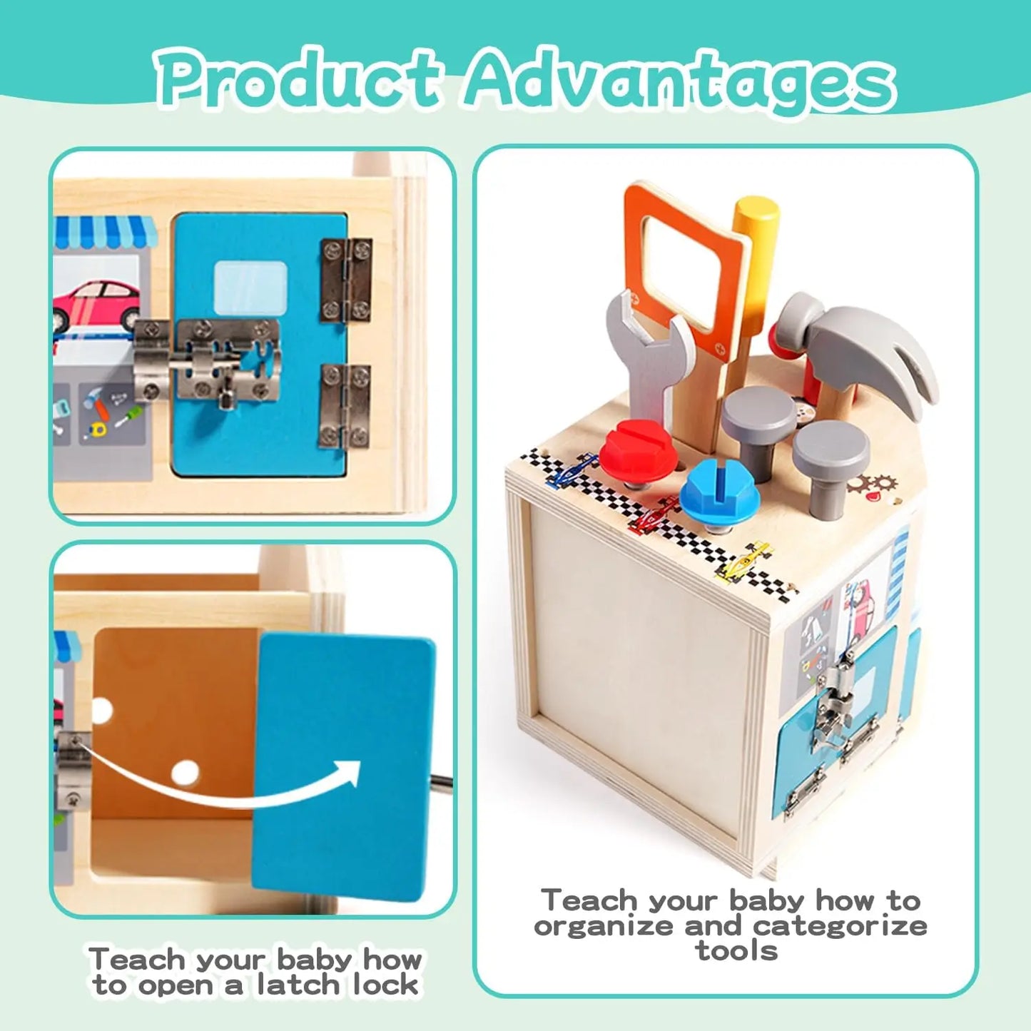 Tool Bench for Kids Toy Play Workbench Wooden Tool Bench Workshop Workbench with Tools Set Wooden Construction Bench Toy for Boy